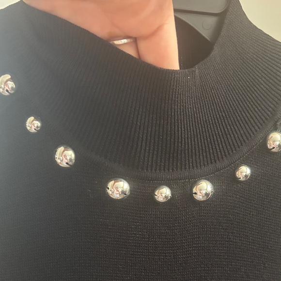 INC International Concepts Mock Neck Black Dress with stud Accents Sz L - Picture 3 of 6